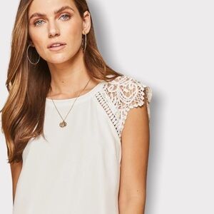 Altar’d State White Dress Lace Cap Sleeve Shift S